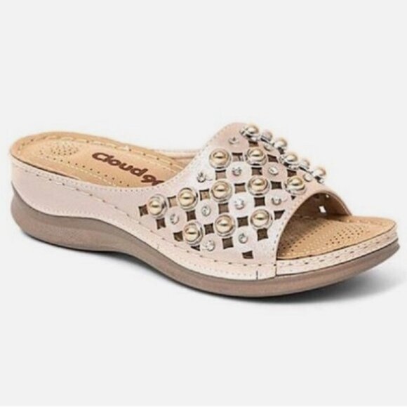 Women's Cream Slide Sandals Cloud 90 Size 38 - Picture 1 of 12